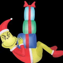 Airblown® Blowup Inflatable Hanging Grinch with Presents & Built-In Lights Christmas Outdoor Yard Decoration
