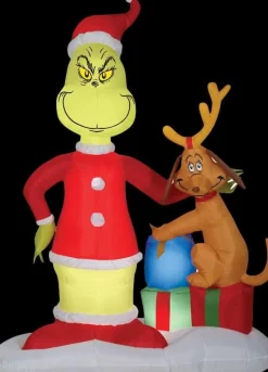 Airblown Grinch & Max With Presents Inflatable Scene - Dr. Seuss