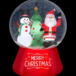 Airblown Santa & Snowman Snow Globe with Snow Pellets & Built-In LED Lights Christmas Outdoor Yard Decoration