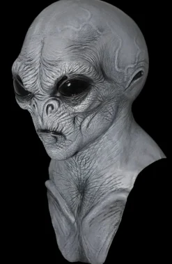 Alien Grey Halloween Mask and Hand Set