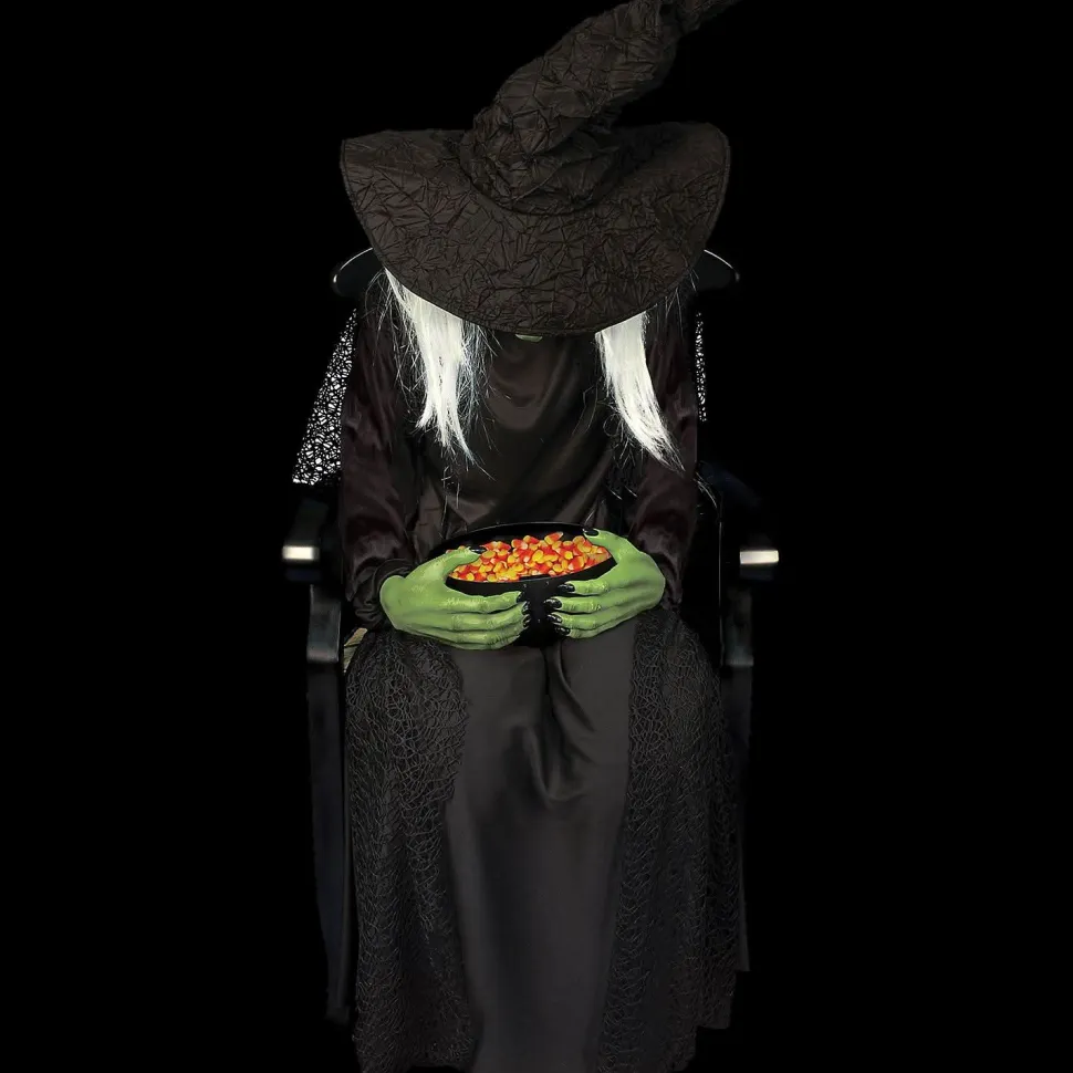 Animated Sitting Witch Halloween Prop