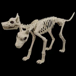 Animated Two-Headed Doberman Dog Skeleton Halloween Decoration