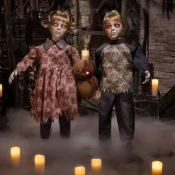 Apocalypse Twins with Stuffed Bear Halloween Animatronic