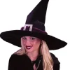 Black Pleated Velour Witch Halloween Costume Hat