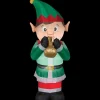 Blow Up Inflatable Animated Elf Playing Trumpet Outdoor Yard Decoration