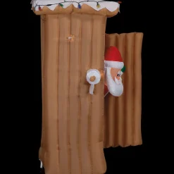 Blow Up Inflatable 6 Ft. Animated Santa in Outhouse with Lights Christmas Outdoor Yard Decoration