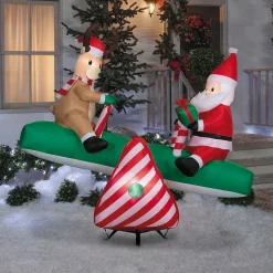 Blow Up Inflatable 6 Ft. Animated Santa & Reindeer on a Teeter Totter Christmas Outdoor Yard Decoration
