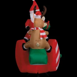 Blow Up Inflatable 6 Ft. Animated Santa & Reindeer on a Teeter Totter Christmas Outdoor Yard Decoration