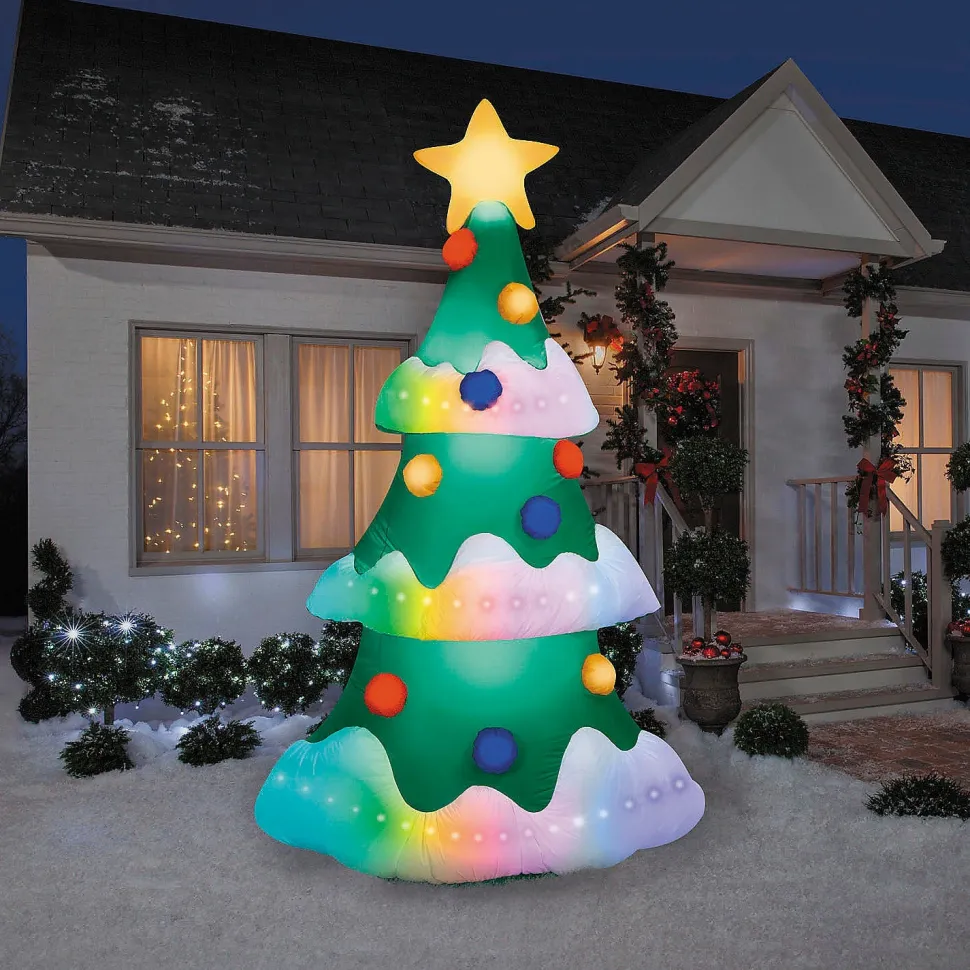 Blow Up Inflatable9 Ft. Rainbow Wave Lightshow Christmas Tree Outdoor Yard Decoration