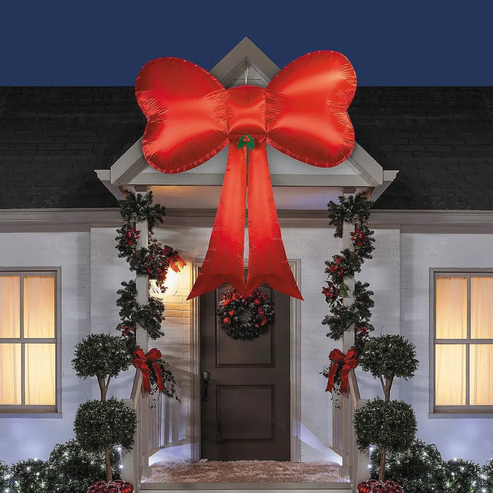 Blow Up Inflatable Hanging Red Satin Christmas Bow Outdoor Decoration