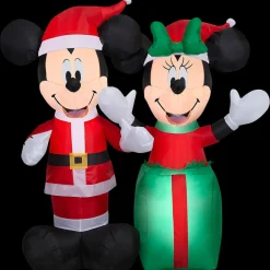 Blowup Inflatable Santa Mickey & Minnie with Built-In Lights Christmas Outdoor Yard Decoration