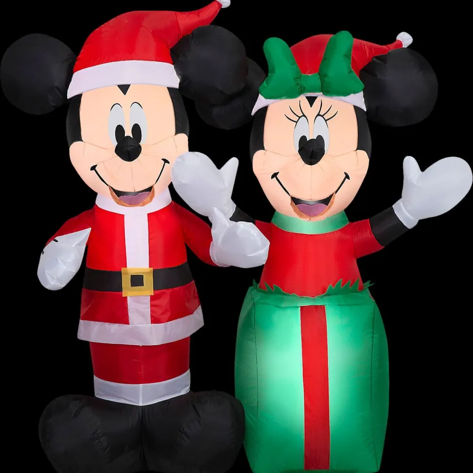 Blowup Inflatable Santa Mickey & Minnie with Built-In Lights Christmas Outdoor Yard Decoration