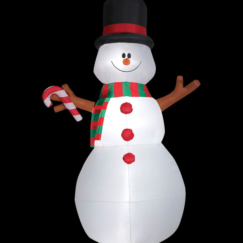 Blow-Up Inflatable Swiveling Snowman with Built-In LED Lights Outdoor Yard Decoration