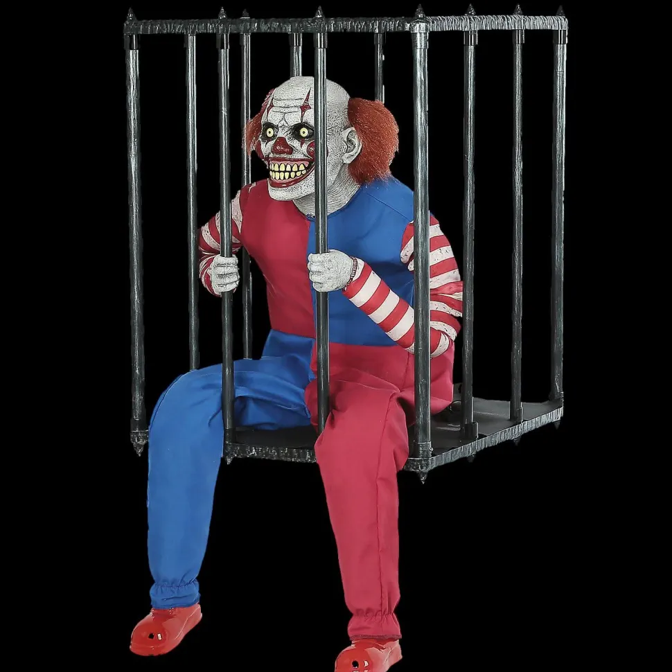 Caged Clown Halloween Animatronic Decoration