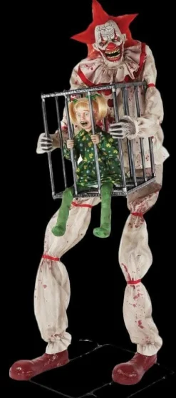 Cagey the Clown with Child Halloween Animatronic Decoration