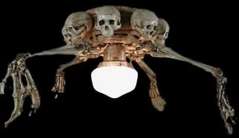 Ceiling Fan with Skeleton Arms, Skulls, and Light Haunted House Lighting