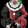 Crouching Clown Red Halloween Animatronic Decoration