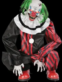 Crouching Clown Red Halloween Animatronic Decoration