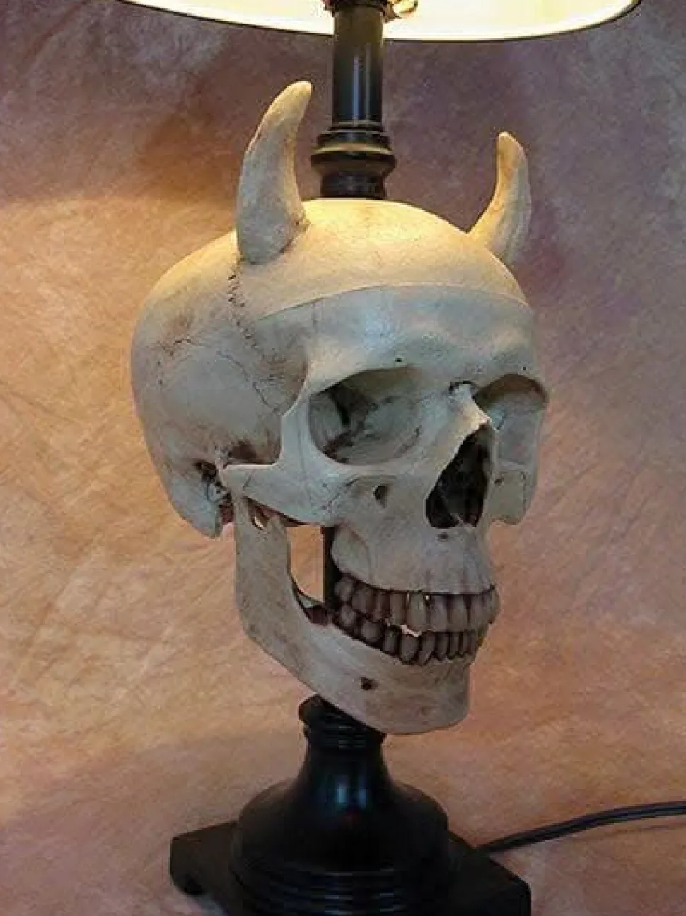 Desk Lamp with Devil Skull and Bone Shade Haunted House Lighting