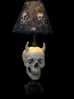 Desk Lamp with Devil Skull and Bone Shade Haunted House Lighting