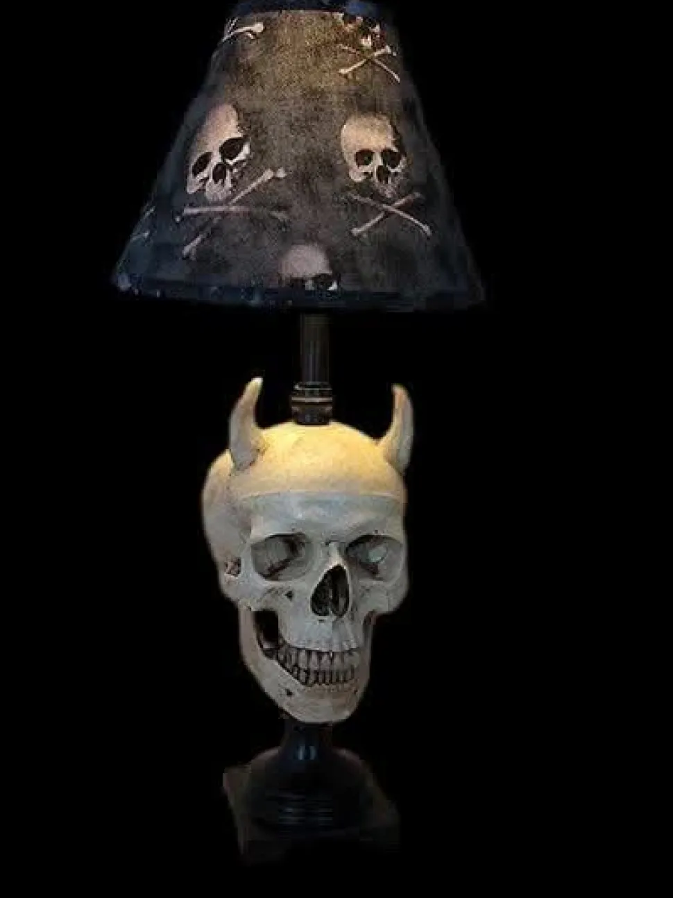 Desk Lamp with Devil Skull and Bone Shade Haunted House Lighting