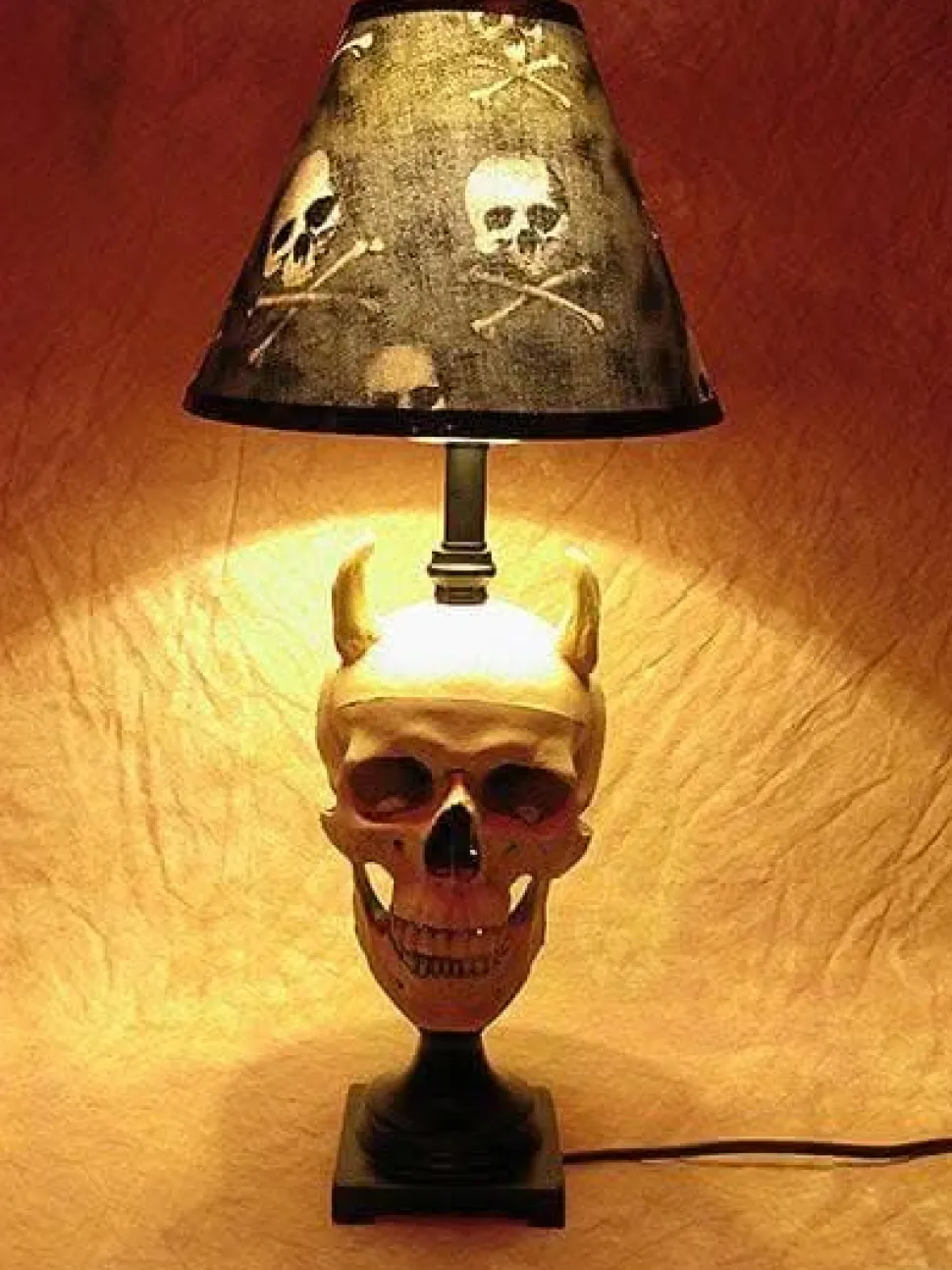 Desk Lamp with Devil Skull and Bone Shade Haunted House Lighting