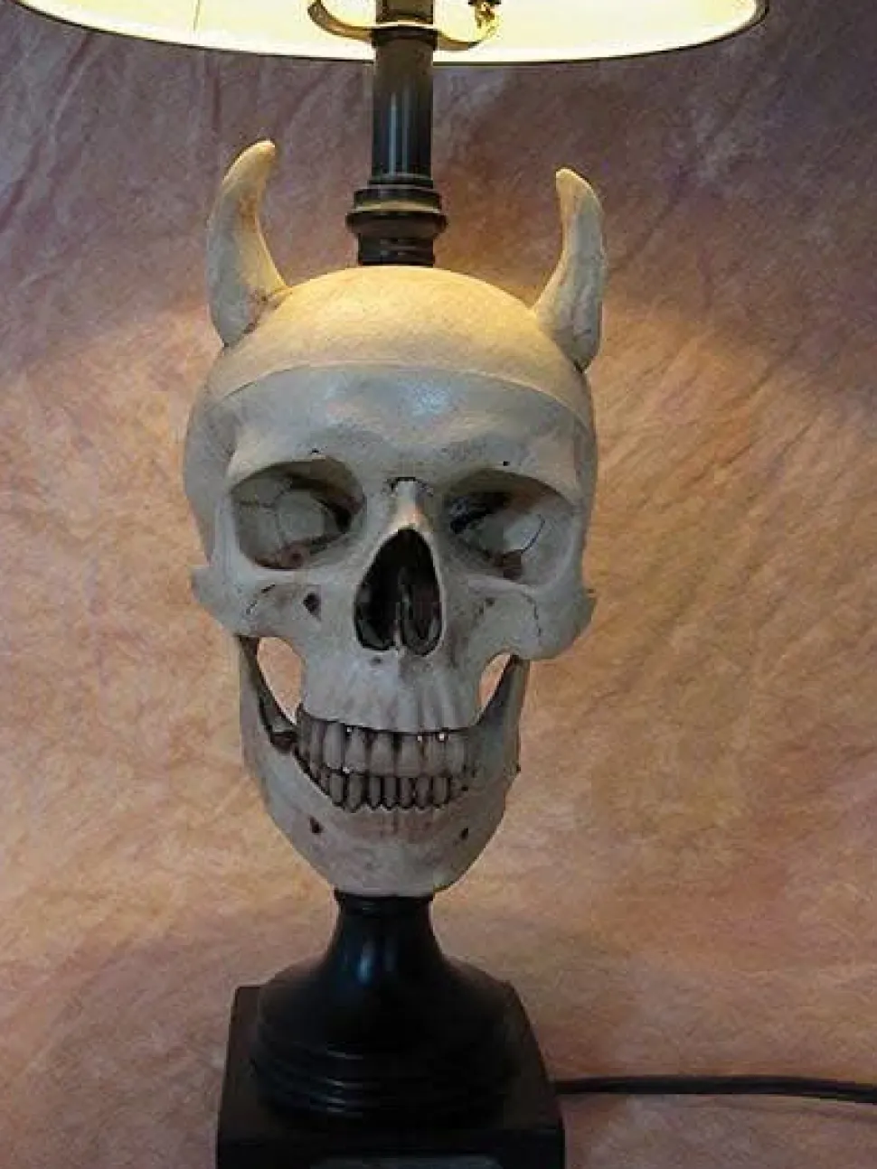 Desk Lamp with Devil Skull and Bone Shade Haunted House Lighting