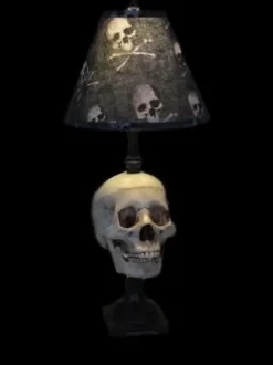 Desk Lamp with Life-size Skull and Bone Shade Haunted House Lighting