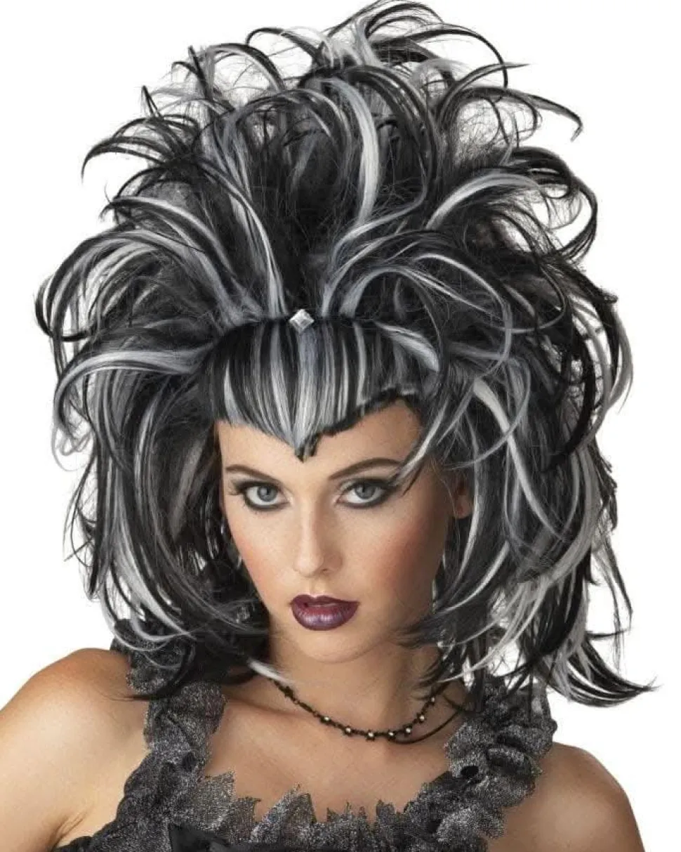 Evil Sorceress - Black and White Halloween Wig