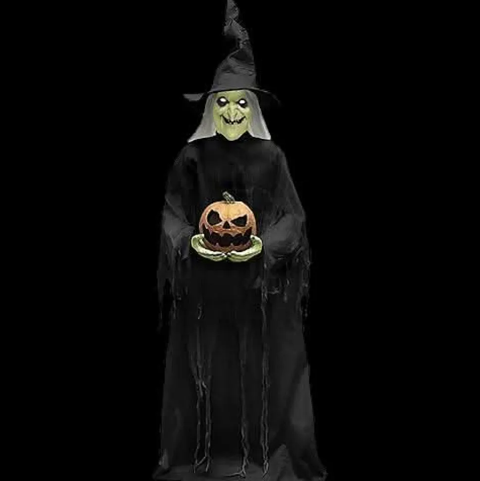 7-Foot Animated Witch Halloween Prop with LED Eyes