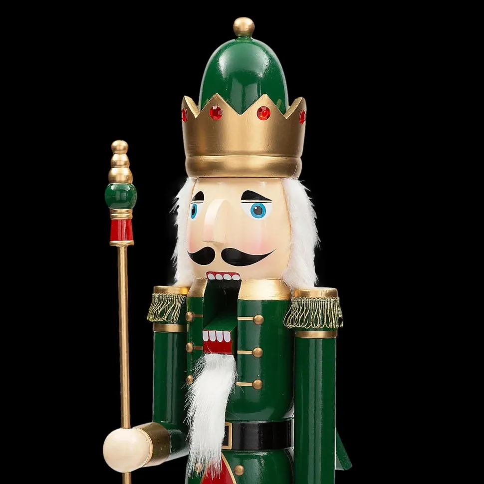 3 Ft. Large Classic Green Wood Holiday Nutcracker with Scepter
