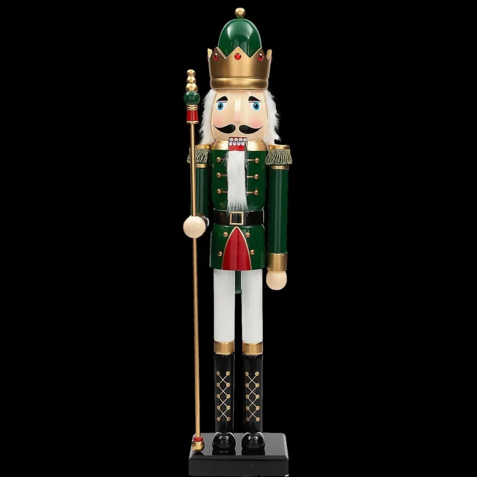 3 Ft. Large Classic Green Wood Holiday Nutcracker with Scepter