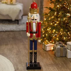3 Ft. Large Classic Red Wood Holiday Nutcracker with Scepter