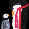 Fuzzy Plush Mommy and Baby Penguin Light Up Christmas Decoration