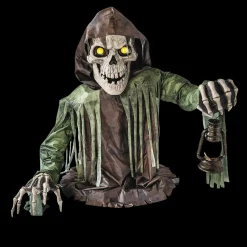 Giant Light-Up Corroded Skeleton Reaper Halloween Animatronic Decoration