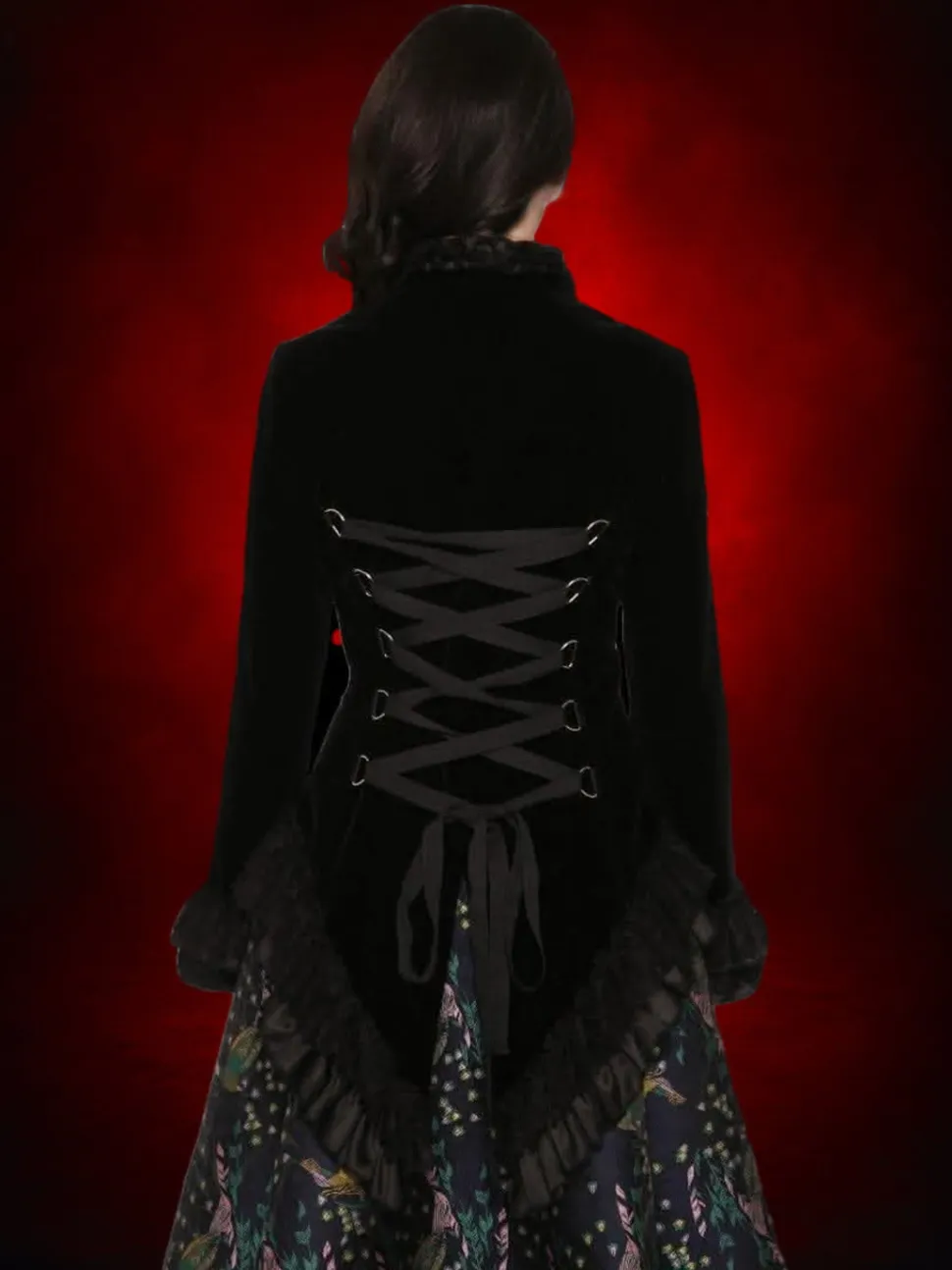 Gothic Vampiress Jacket in Black Velvet HD Hollywood Costume
