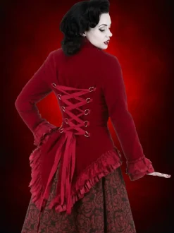 Gothic Vampiress Jacket in Red Velvet HD Hollywood Costume