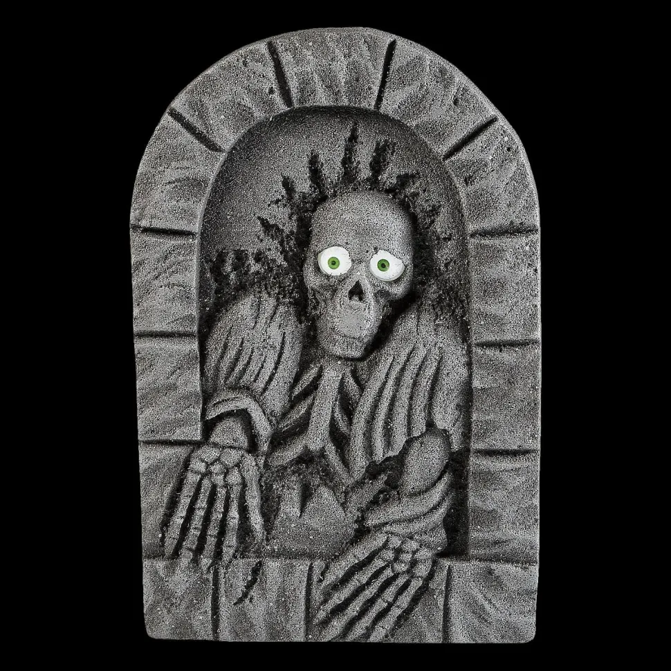 22” Gray Tombstone with Light-Up Moving Eyes Halloween Decoration