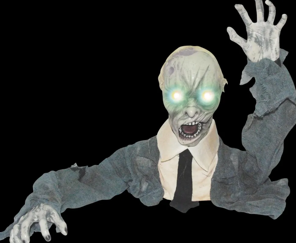 Groundbreaker Zombie w LED Eyes Graveyard Halloween Prop