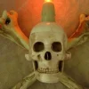 Humerus Bone Wall Sconce with 3 inch Skull Haunted House Lighting