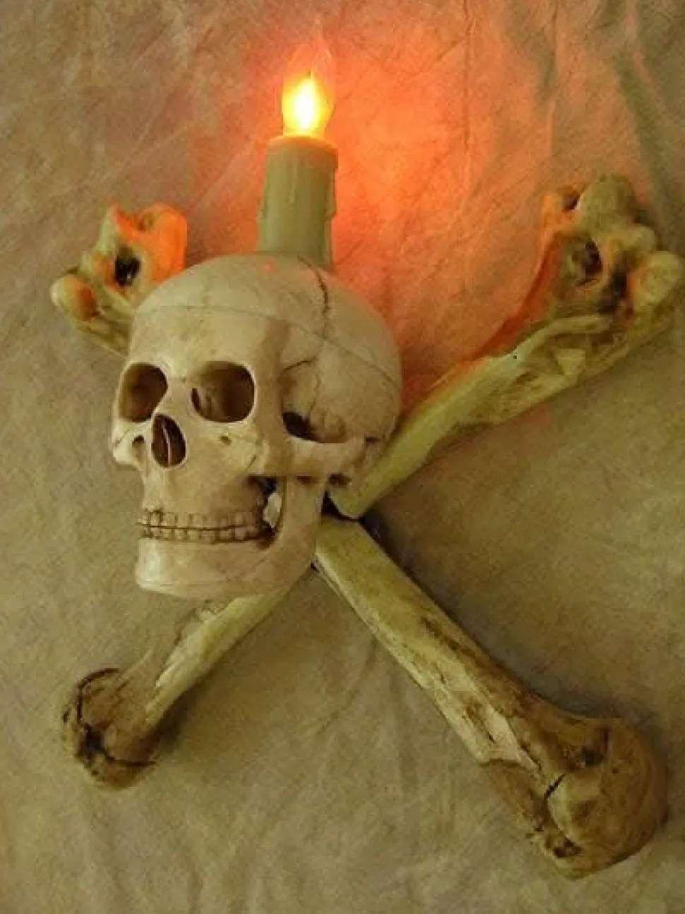 Humerus Bone Wall Sconce with 3 inch Skull Haunted House Lighting