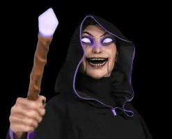 Light-Up Hovering Witch with Broom & Wand Halloween Animatronic Decoration