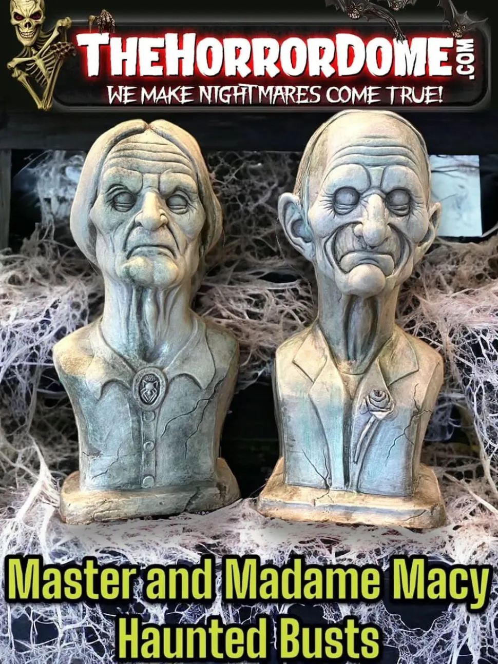 Madam and Master Macy Ghostly Manor Busts HD Exclusive Spooky Halloween Decoration