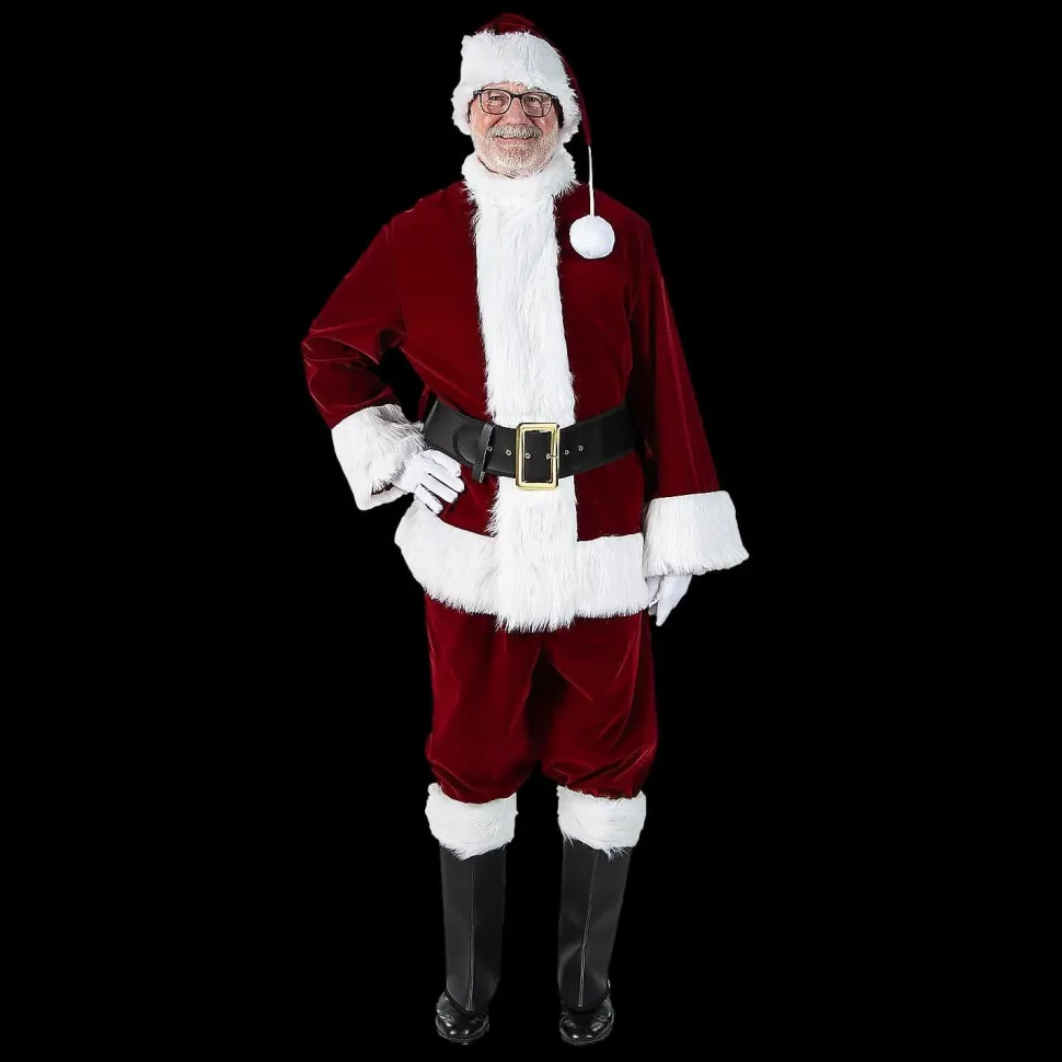 Men's Burgundy Velvet Santa Suit Costume