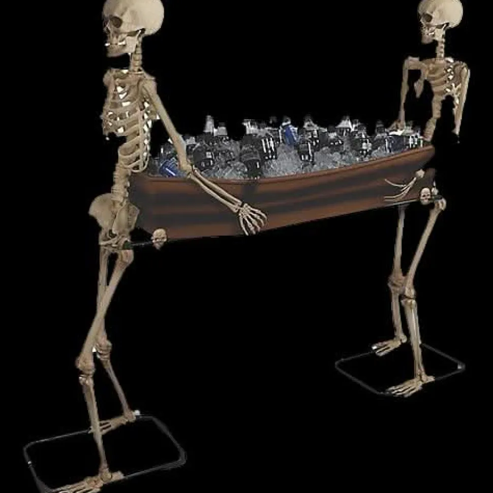 Poseable Skeletons Carrying Coffin Halloween Decoration