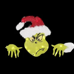 16" Santa Dr. Seuss™ The Grinch Festive Fence Sitter Lighted Christmas Outdoor Yard Decoration