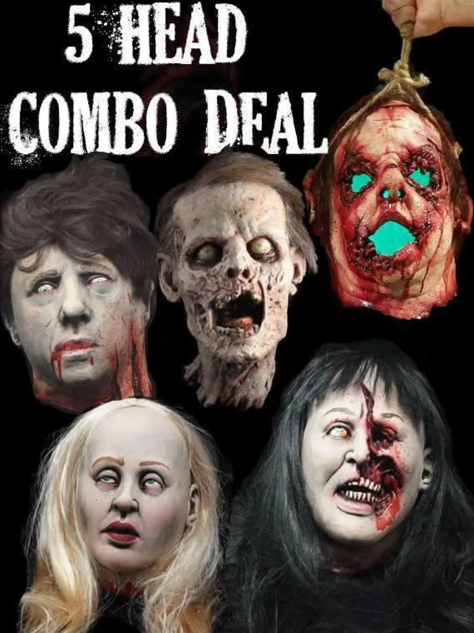 Severed Heads Halloween Props - 5x Package Deal
