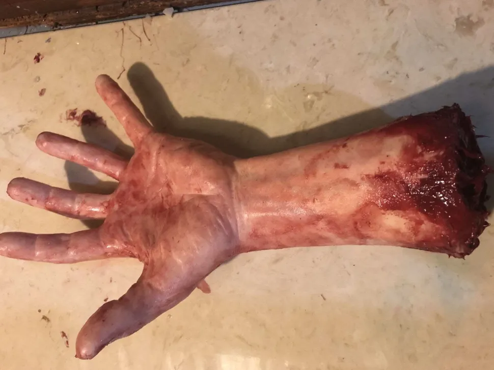 Severed Left Male Hand - Silicone Human Body Part Halloween Prop