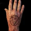 Severed Male Hand with Pentagram - Silicone Human Body Part Halloween Prop