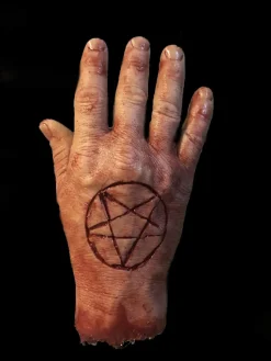 Severed Male Hand with Pentagram - Silicone Human Body Part Halloween Prop